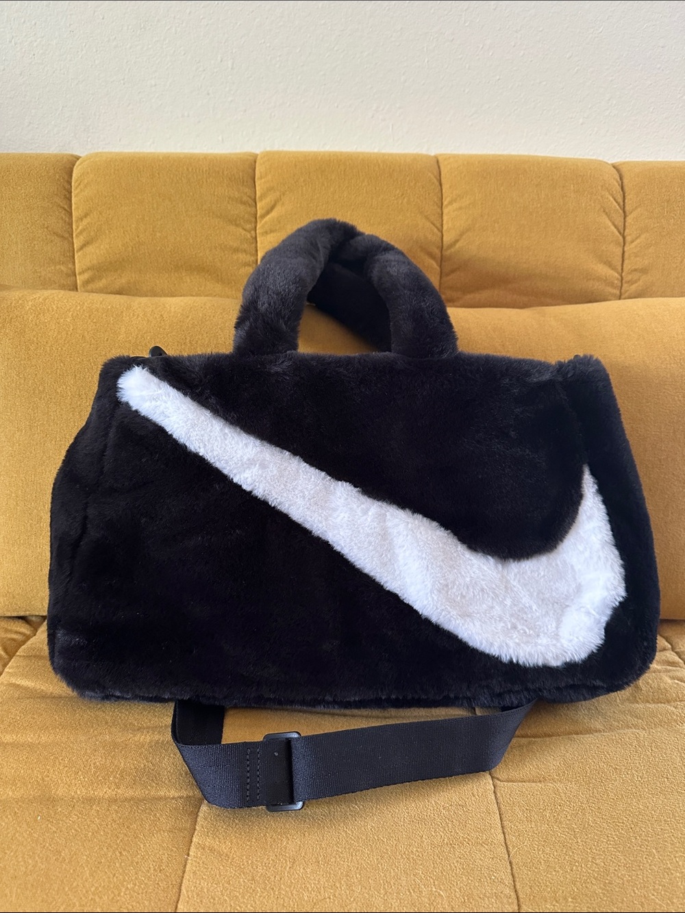 Nike Black Faux-Fur Tote Bag